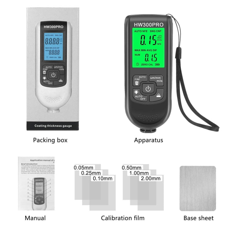 HW-300PRO High Precision Coating Paint Powder Layer Thickness Gauge Anti-slip Paint Film Gauge