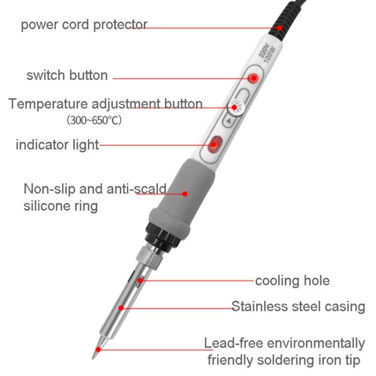 100W  220V High-power Electric Soldering Iron Adjustable Temperature Soldering Tool US Plug