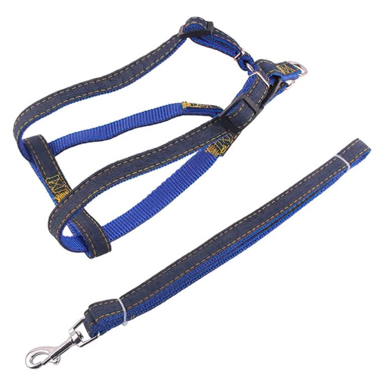 BG-Q1025 Leash+Chest Strap Thickened Strong Denim Pet Dog Leash Set - Reluova