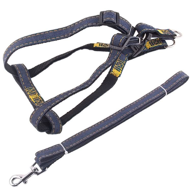 BG-Q1025 Leash+Chest Strap Thickened Strong Denim Pet Dog Leash Set - Reluova