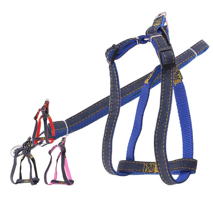 BG-Q1025 Leash+Chest Strap Thickened Strong Denim Pet Dog Leash Set - Reluova