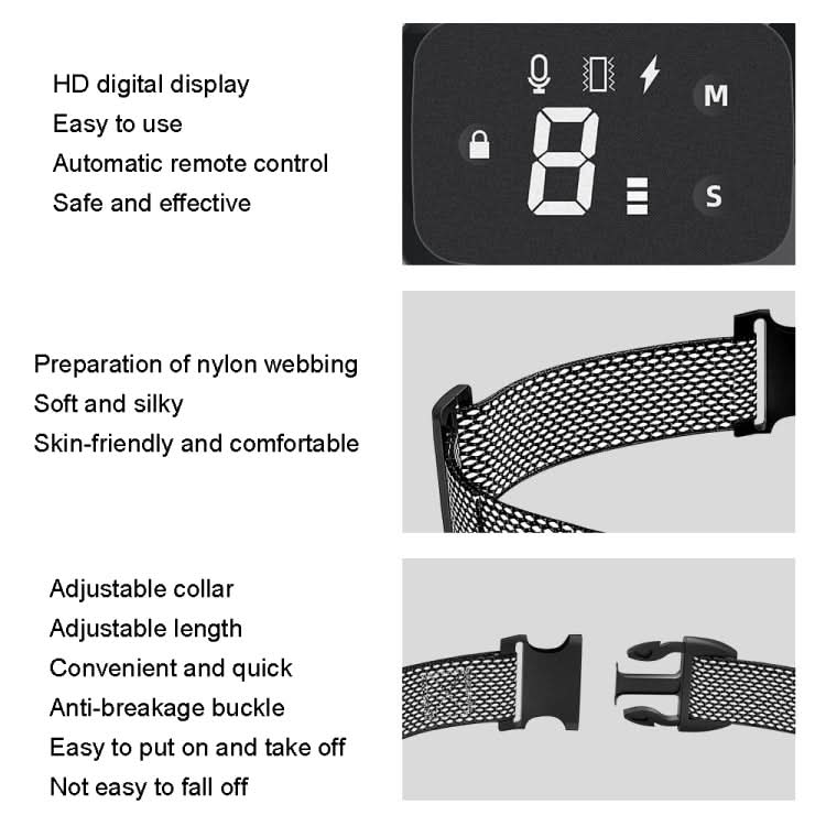 PT221 Intelligent Automatic Electric Strike Collar Touch Digital Display Rechargeable Waterproof Dog Trainer Stop Barker - Reluova