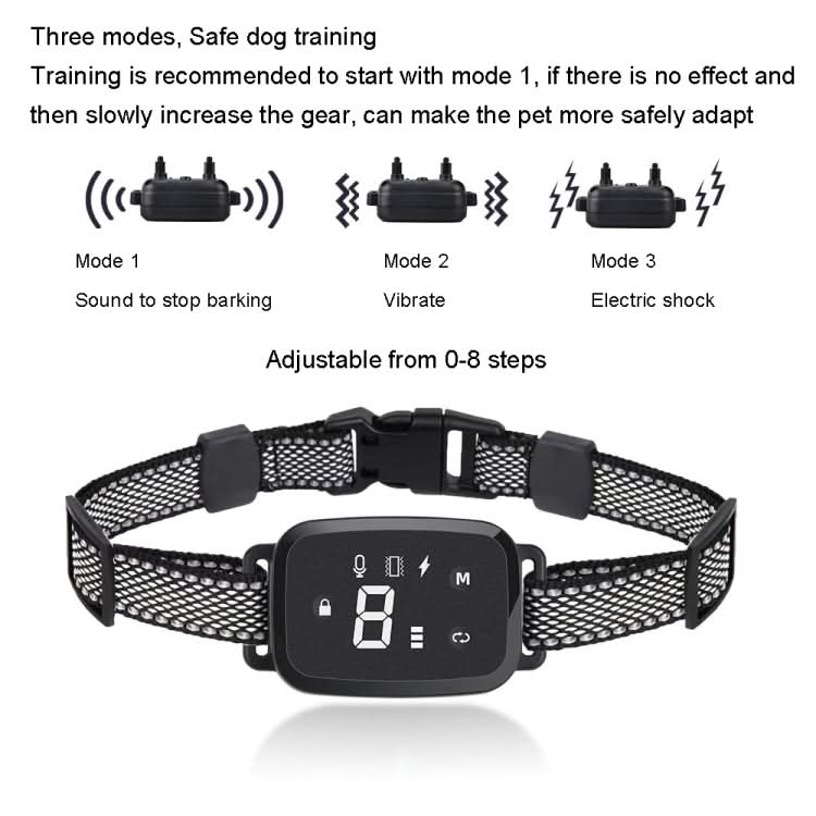 PT221 Intelligent Automatic Electric Strike Collar Touch Digital Display Rechargeable Waterproof Dog Trainer Stop Barker - Reluova