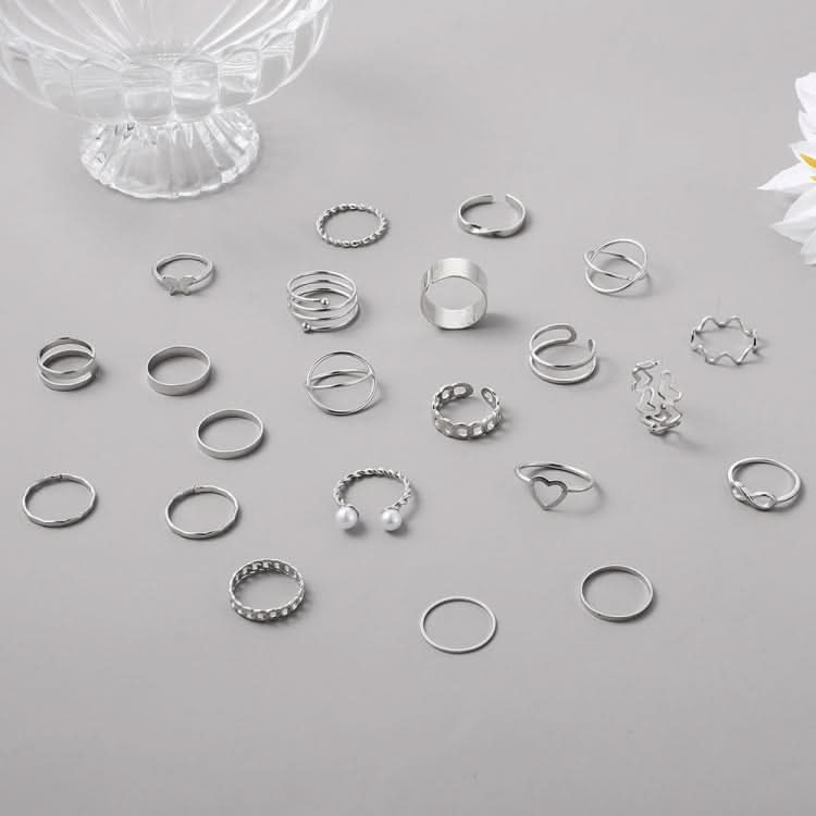 22pcs/set Heart Butterfly Joint Open Ring-Reluova