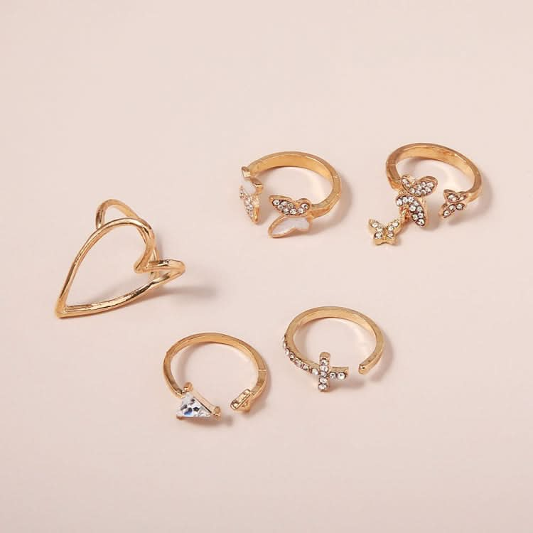 5pcs/set Cross Triangle Heart Hollow Butterfly Knuckle Ring-Reluova