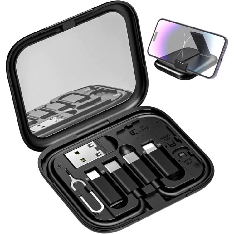 HE-C098 Multi-Functional USB Adapter Charging Cable Kit With Makeup Mirror & Phone Holder