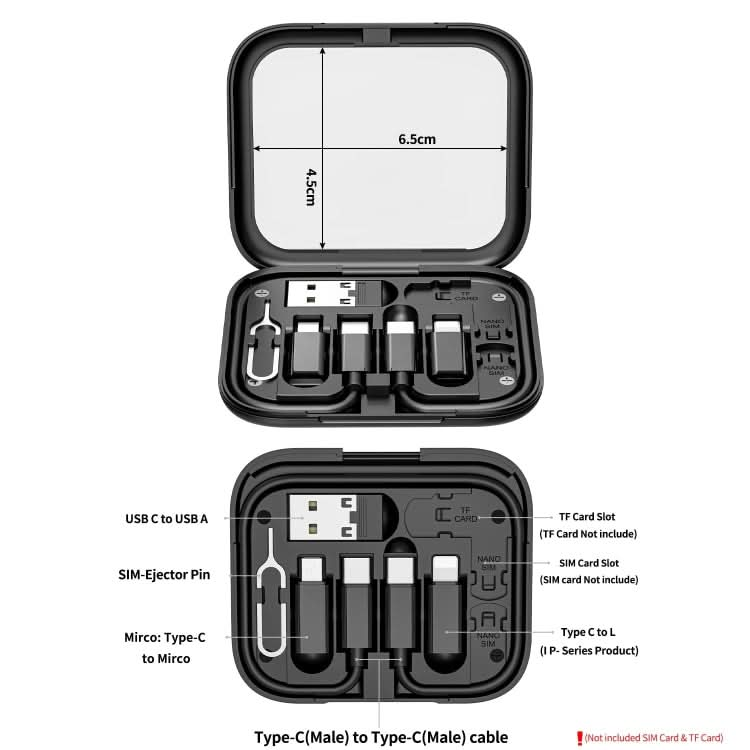 HE-C098 Multi-Functional USB Adapter Charging Cable Kit With Makeup Mirror & Phone Holder