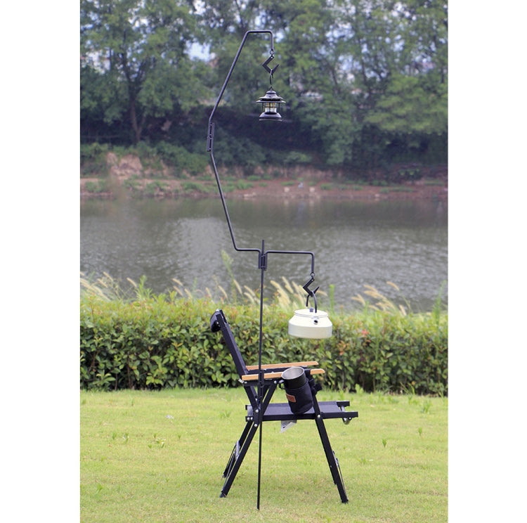 1.73m  Camping Light Pole Wrought Iron Storage Rack Folding Light Hanging Rack with Storage Bag