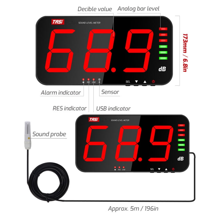 Large Screen Wall-Mounted Noise Meter Decibel Detector