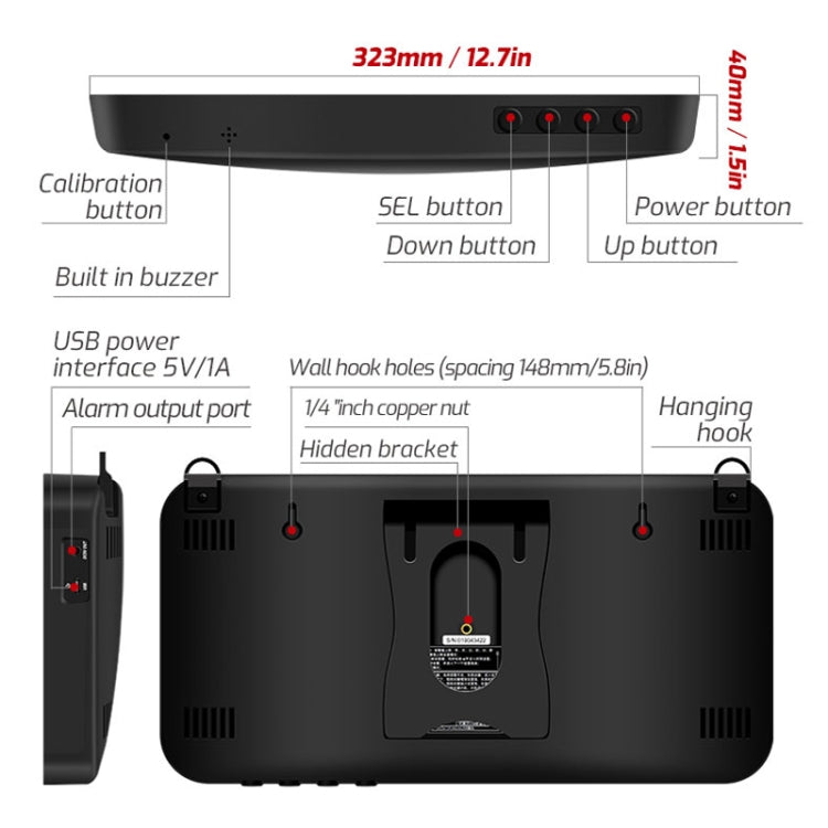 Large Screen Wall-Mounted Noise Meter Decibel Detector Reluova