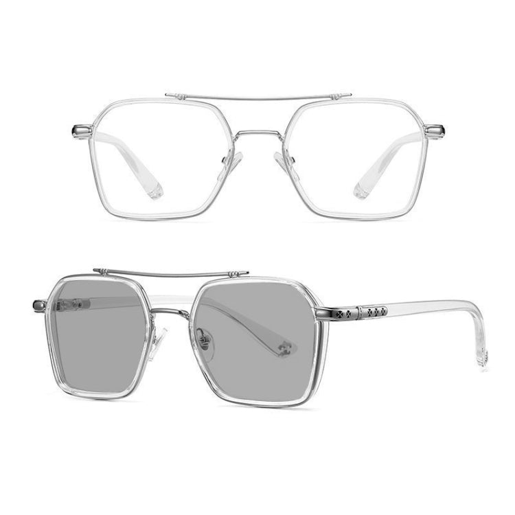 Double-Beam Polarized Variable Color Eyeglasses Non-Degree Flat Glasses