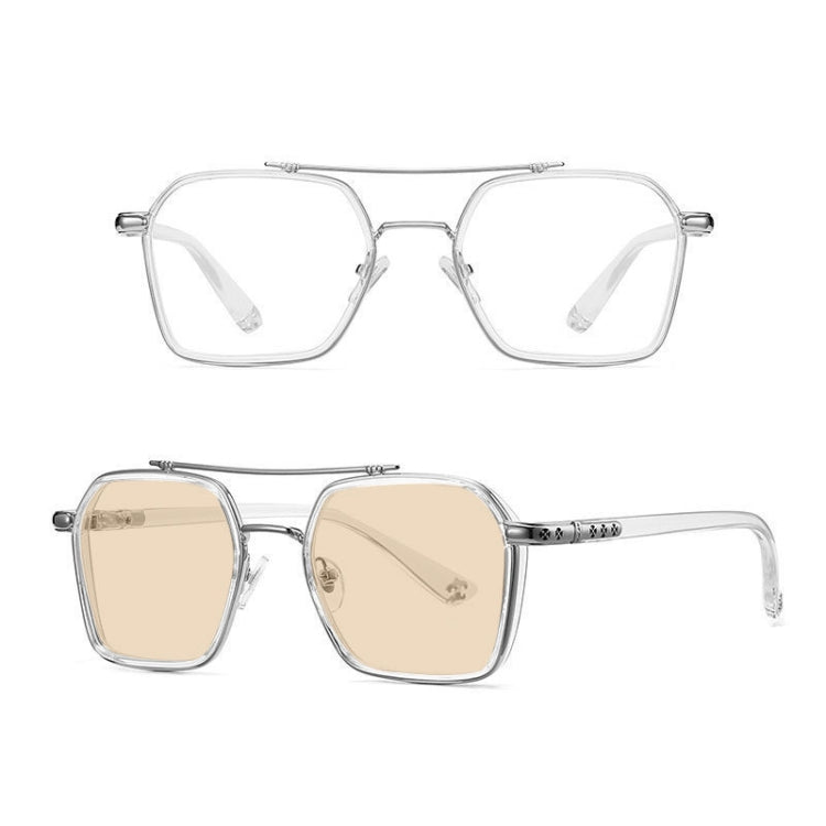 Double-Beam Polarized Variable Color Eyeglasses Non-Degree Flat Glasses Reluova