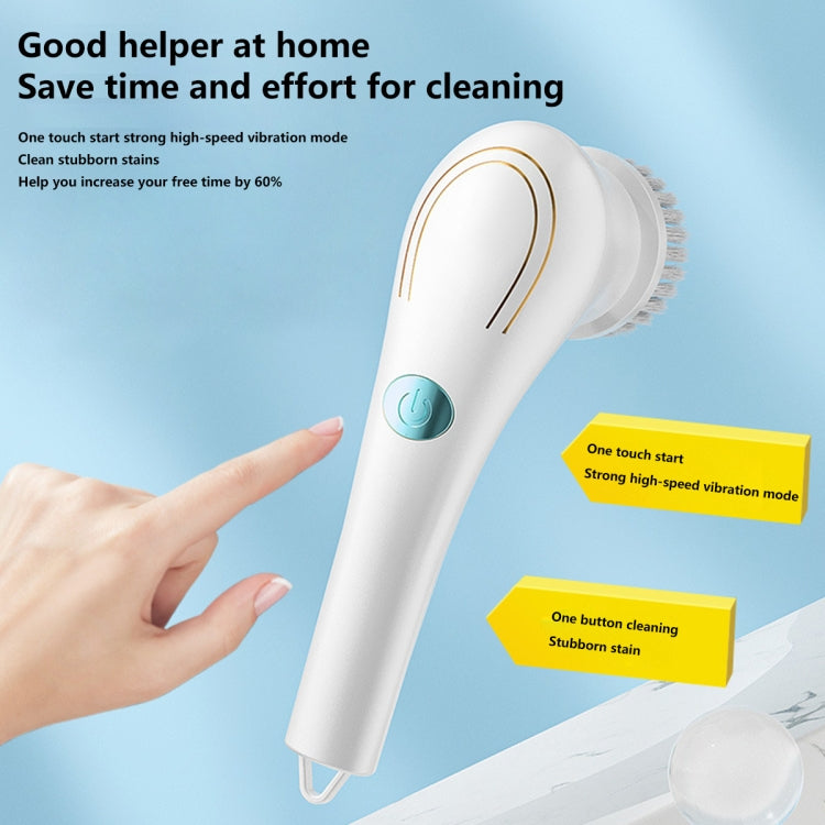 Multifunctional Electric Cleaning Brush Handheld Kitchen Dishwashing Brush with 5 Replacement Heads