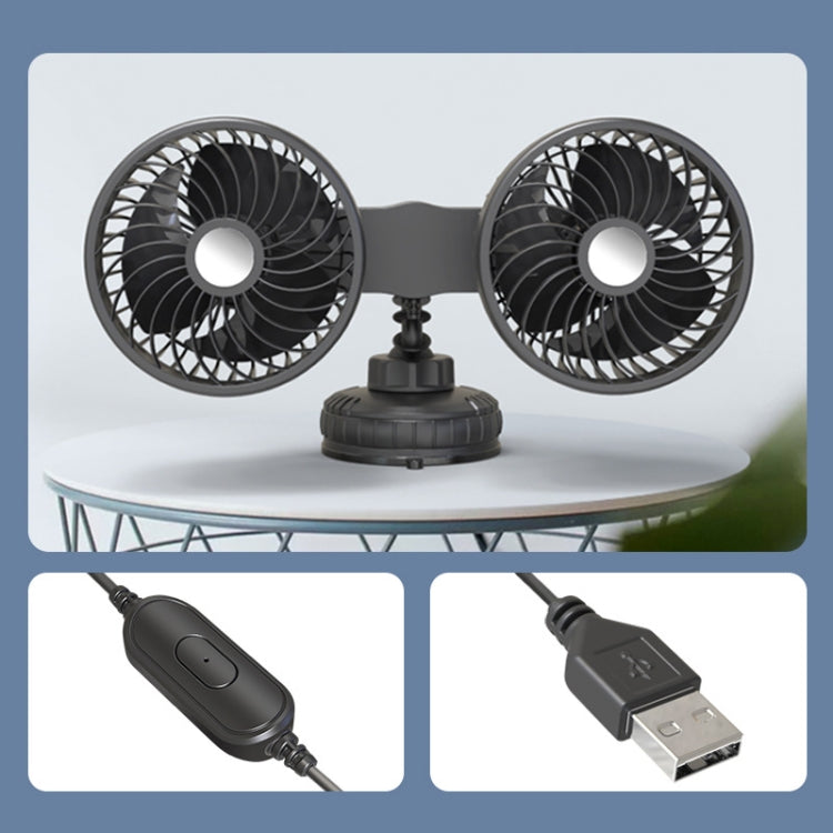 F6026 Large Suction Cup Vehicle-Mounted Double-Head Fan