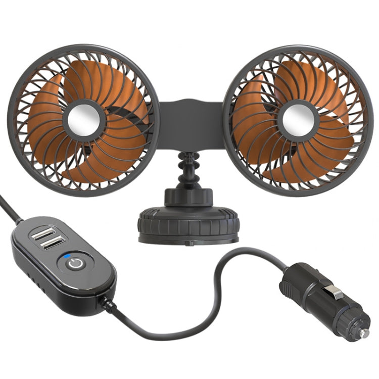 F6026 Large Suction Cup Vehicle-Mounted Double-Head Fan