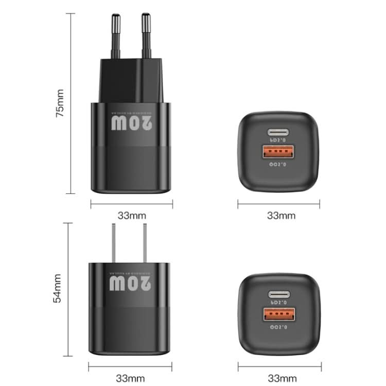 KUULAA KL-CD59 20W USB + USB-C / Type-C Dual-port Charging Head