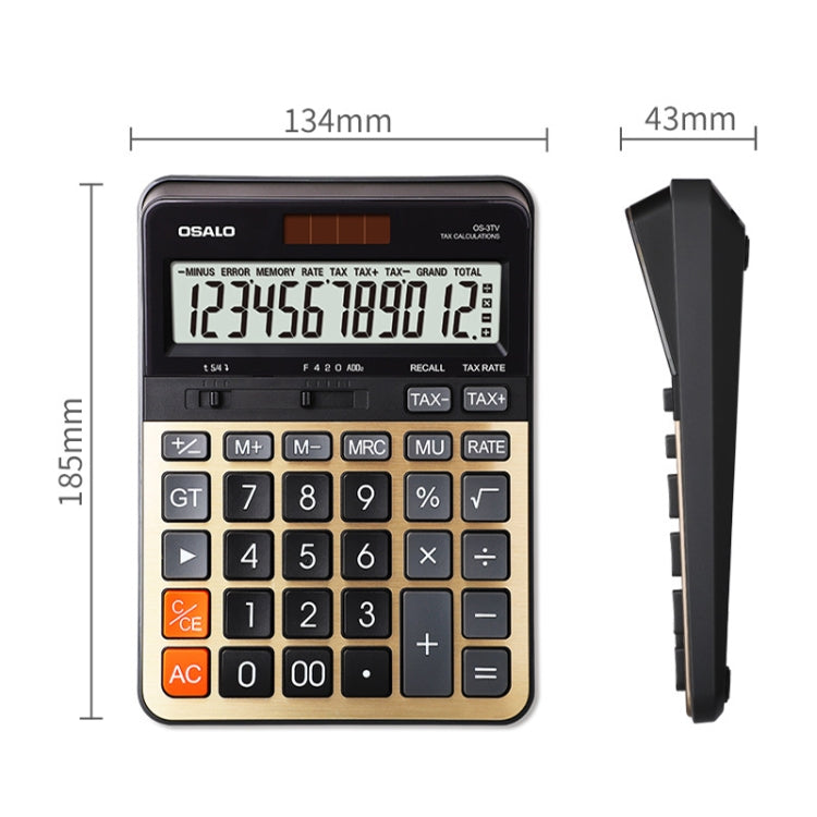 OSALO OS-3TV 12-digit LCD Screen Solar Dual Power Supply Desktop Calculator My Store