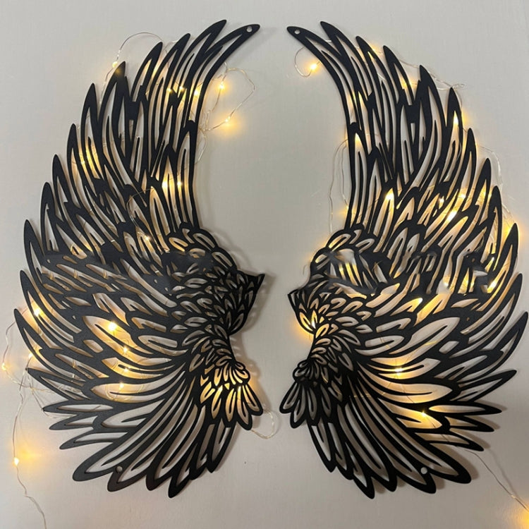 Double Sided Black Engraved Metal LED Angel Wings Wall Hanging Decoration With Lights My Store