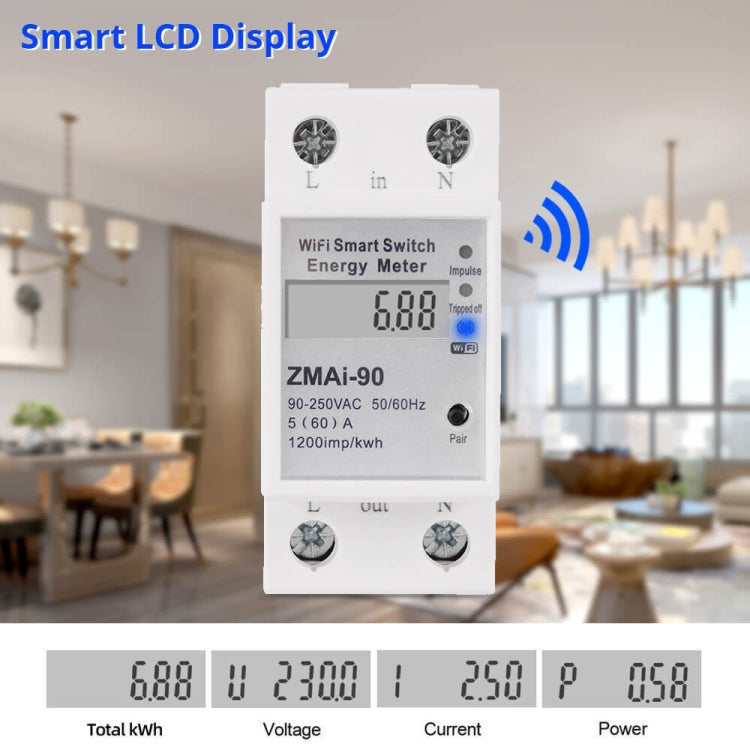 ZMAi-90 Wifi Smart Switch Energy Meter Support Tuya Smart Life APP Work With Alexa Google