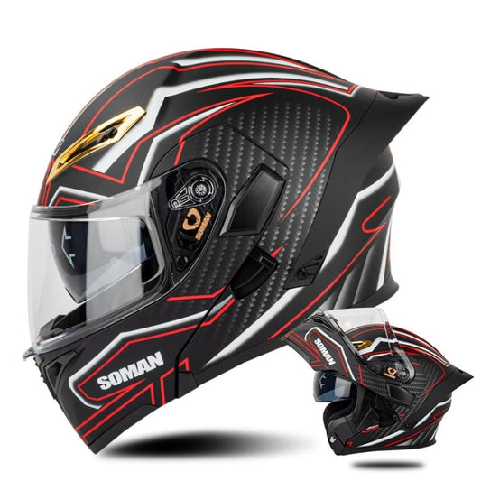 SOMAN Motorcycle Dual Lens Riding Peel-Off Full Coverage Helmet, Series 3