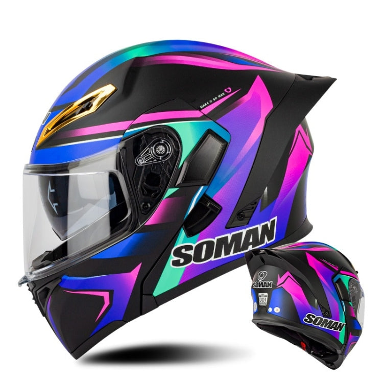 SOMAN Motorcycle Dual Lens Riding Peel-Off Full Coverage Helmet, Series 3