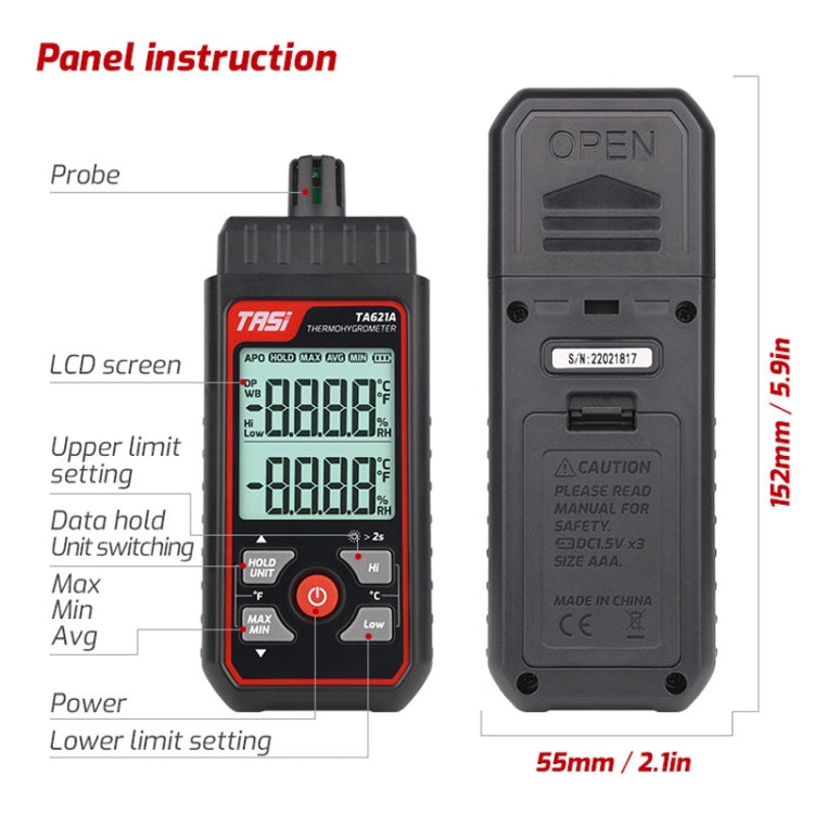 TASI TA621A Digital Dew Point Thermometer Ambient Temperature Humidity Gauge Reluova