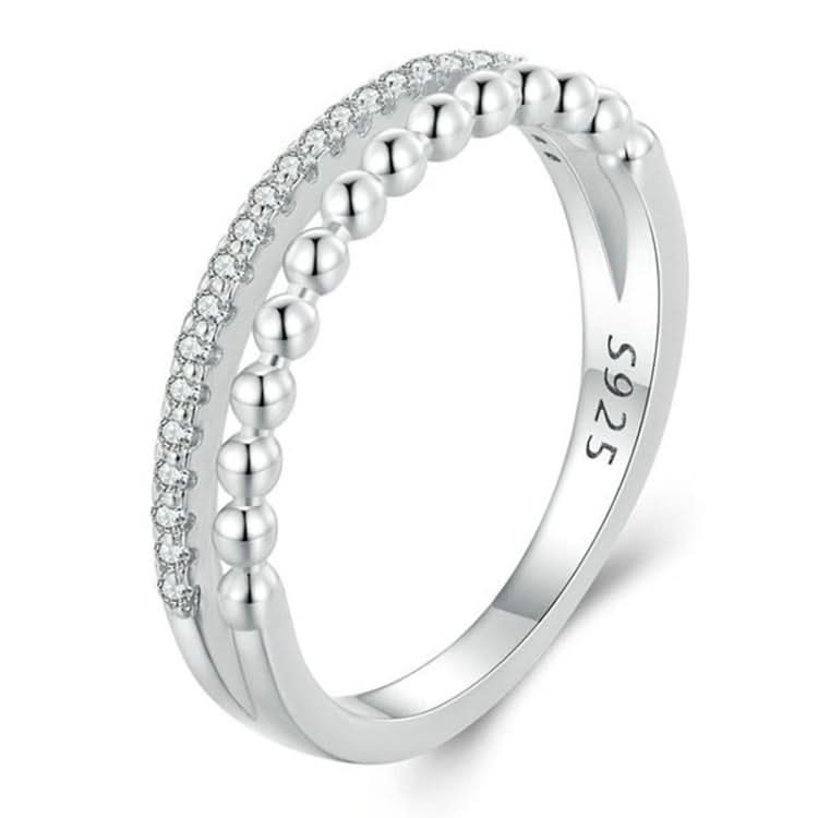 S925 Sterling Silver Platinum-plated Zircon Double-layer Ring Reluova