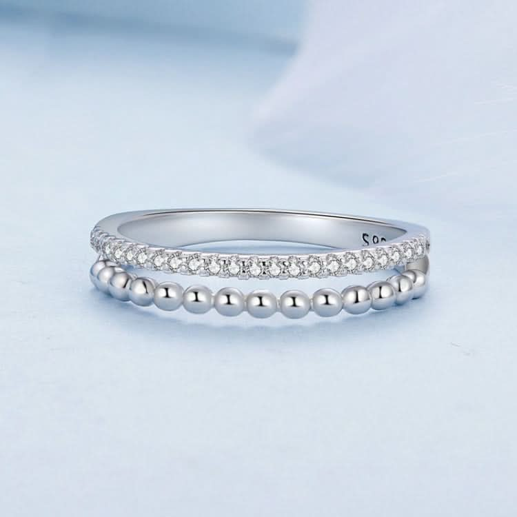 S925 Sterling Silver Platinum-plated Zircon Double-layer Ring Reluova