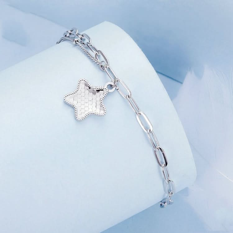 BSB137 925 Sterling Silver Sparkling Star Bracelet Reluova