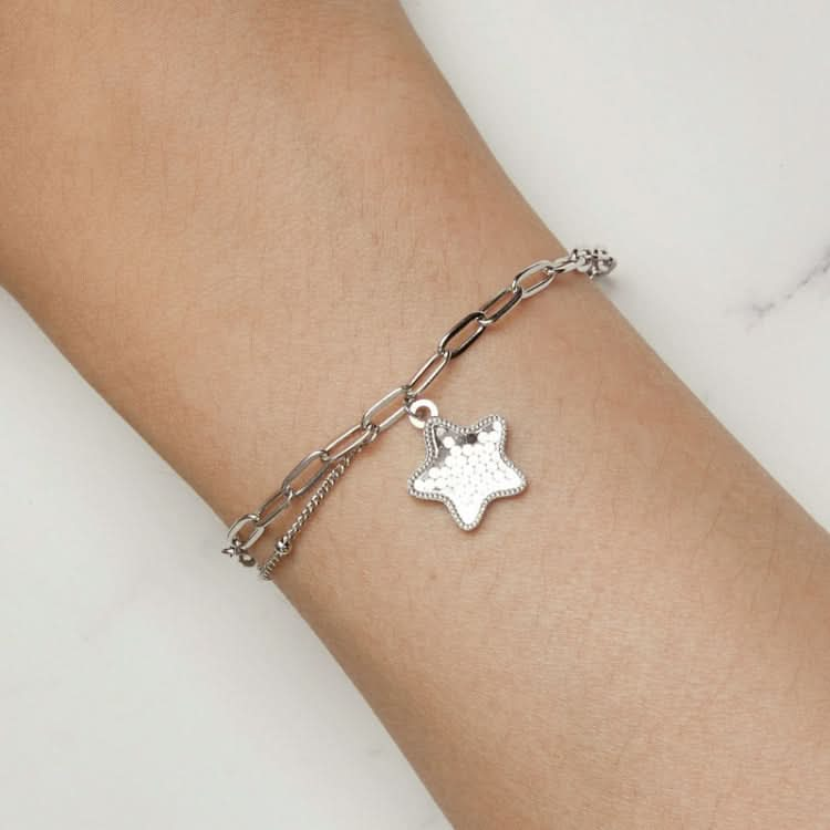 BSB137 925 Sterling Silver Sparkling Star Bracelet Reluova