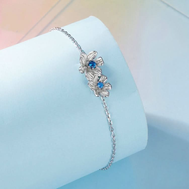 BSB138 925 Sterling Silver Zircon Blue Floret Bracelet Reluova