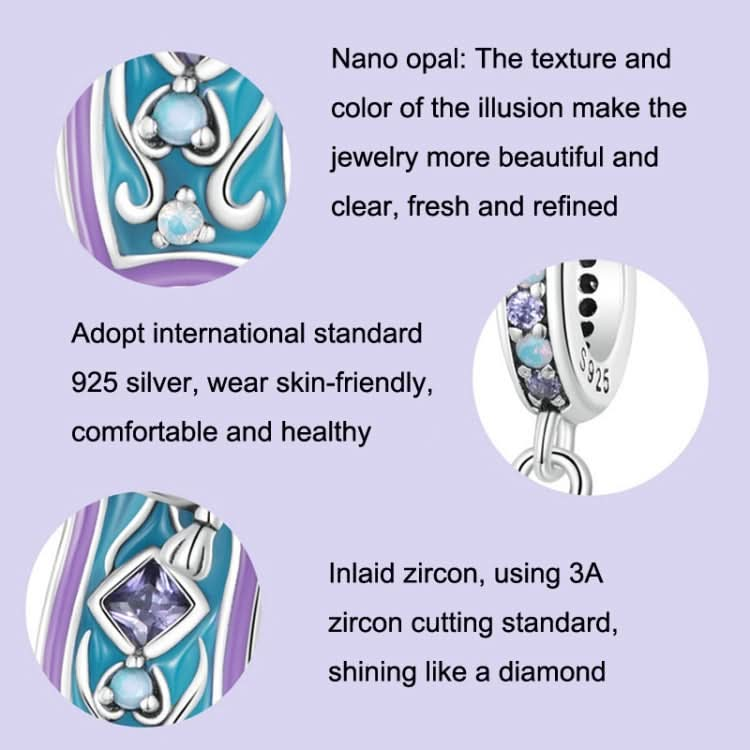 S925 Sterling Silver Blue Purple Magic Carpet DIY Pendant Bracelet Accessories Loose Beads Jewelry Reluova