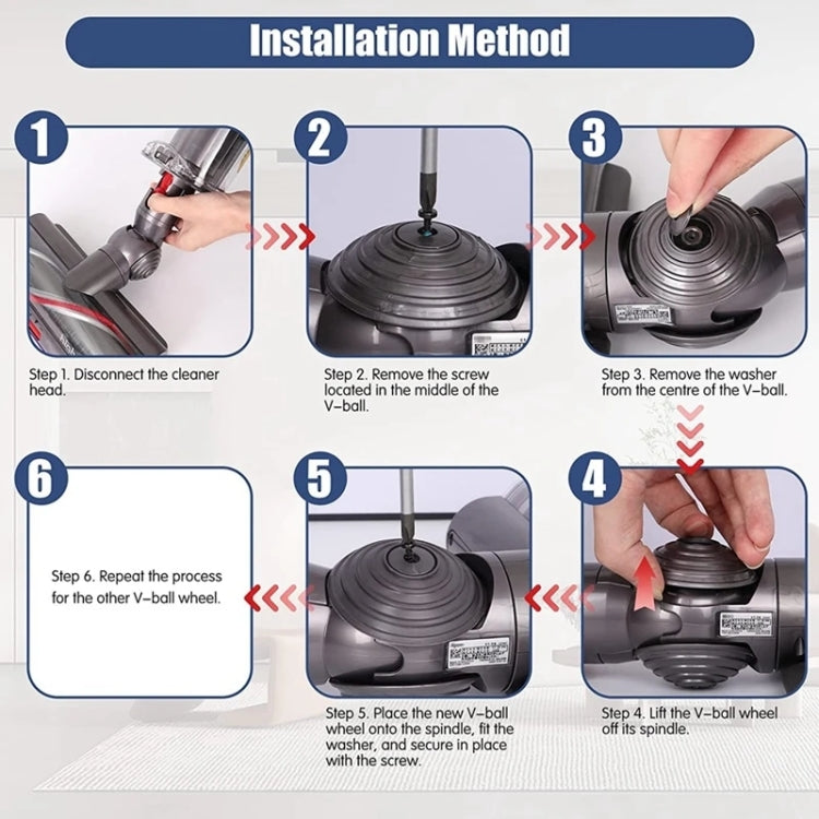 For Dyson V10 / V11 Vacuum Cleaner 100W High Torque Suction Head V-Ball Wheels Reluova