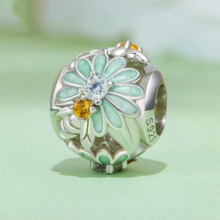 S925 Sterling Silver Green Gradient Daisy Bee DIY Beaded Bracelet Accessories Jewelry