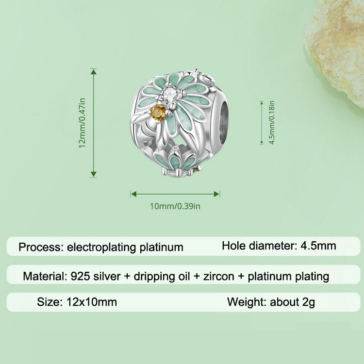 S925 Sterling Silver Green Gradient Daisy Bee DIY Beaded Bracelet Accessories Jewelry Reluova