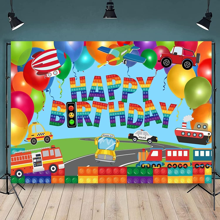 Train Fire Truck Party Background Cloth