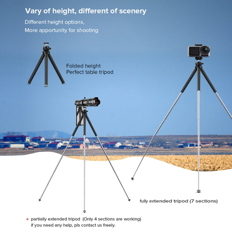 APEXEL APL-JJ09 Mobile Selfie Live Streaming Portable Stretch Telephoto Tripod Reluova