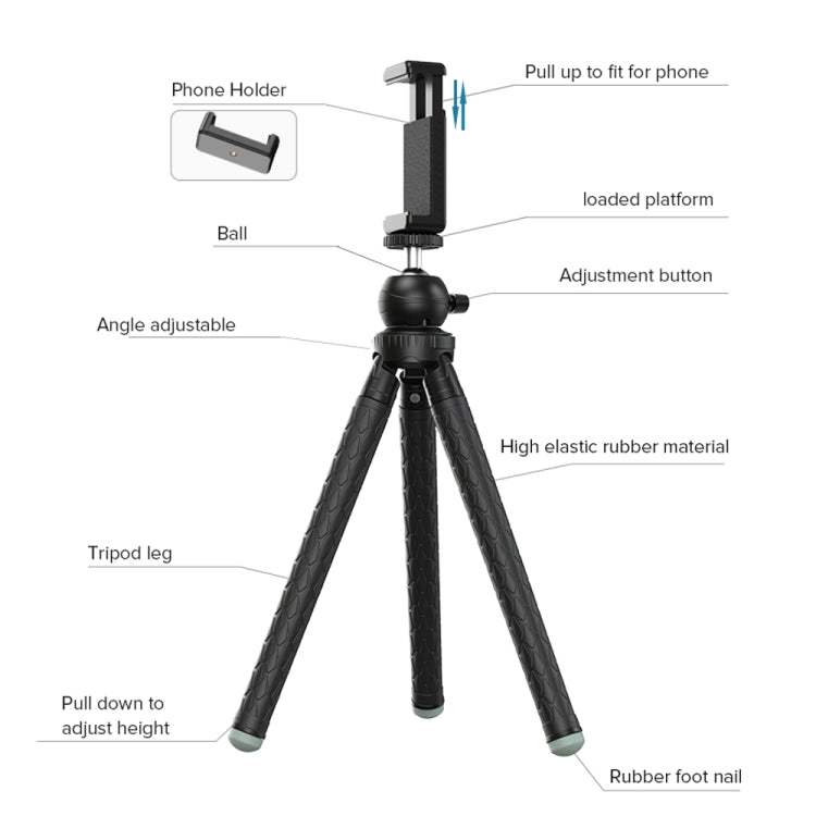 APEXEL APL-JJ09 Mobile Selfie Live Streaming Portable Stretch Telephoto Tripod