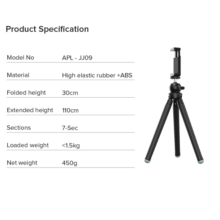 APEXEL APL-JJ09 Mobile Selfie Live Streaming Portable Stretch Telephoto Tripod Reluova