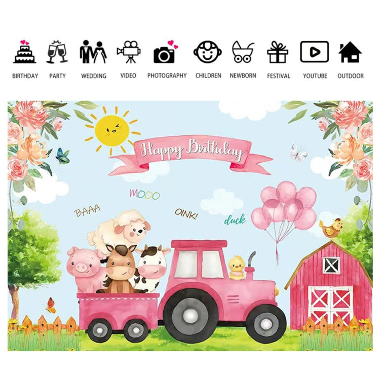 150 x 100cm Farm Animal Truck Backdrop Boy Happy Birthday Background Party Decorations