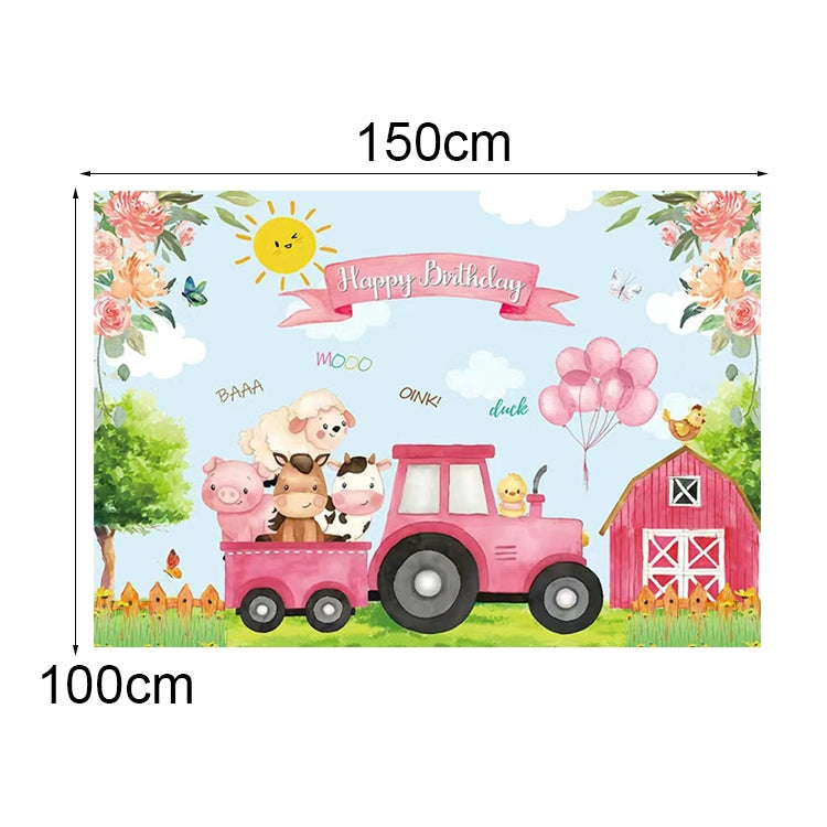 150 x 100cm Farm Animal Truck Backdrop Boy Happy Birthday Background Party Decorations