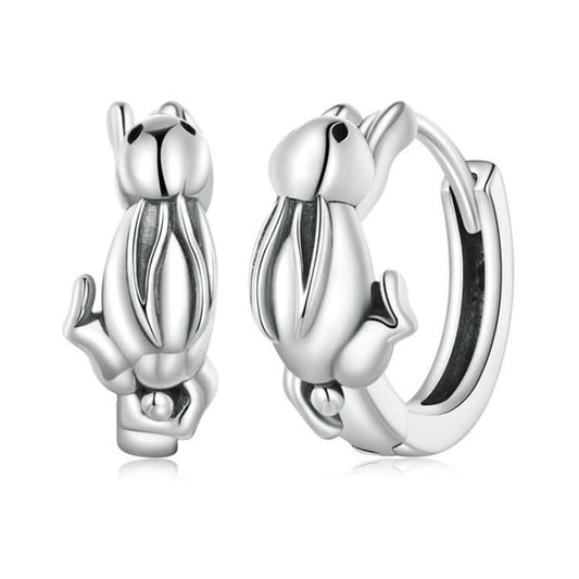 Sterling Silver S925 Cute Bunny Women Earrings Reluova