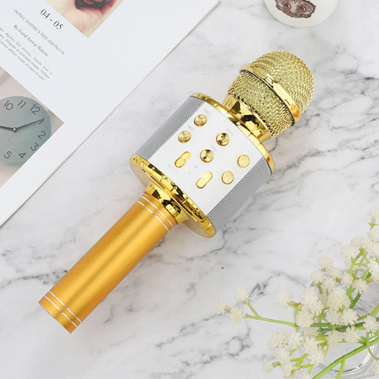 WS-858L LED Light Flashing Wireless Capacitance Microphone Comes With Audio Mobile Phone Bluetoon Live Microphone