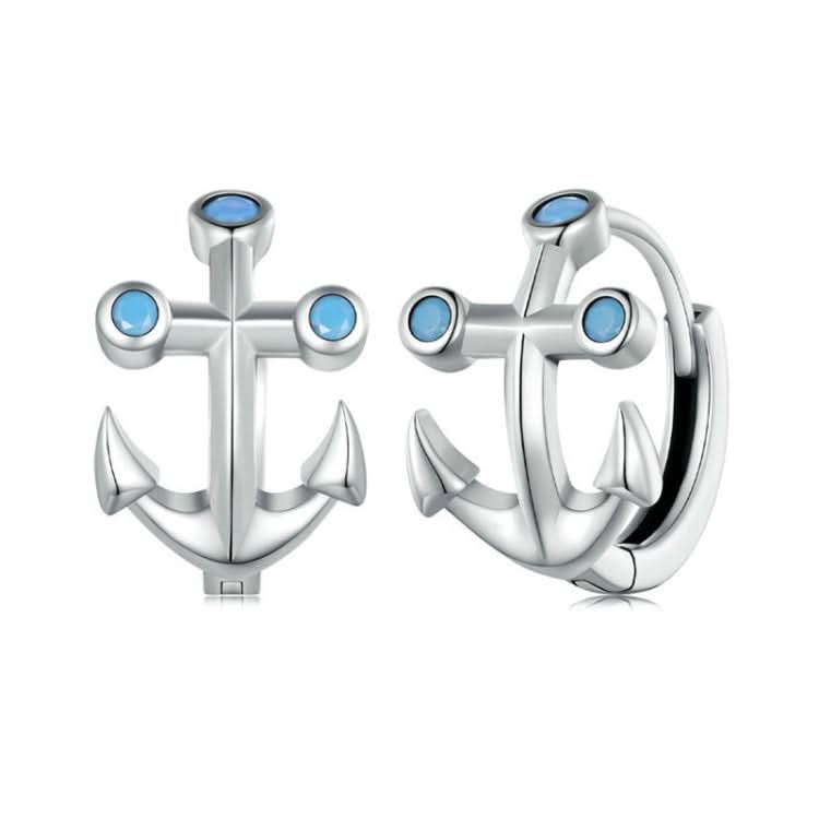 Sterling Silver S925 Nano Opal Anchor Earrings Reluova