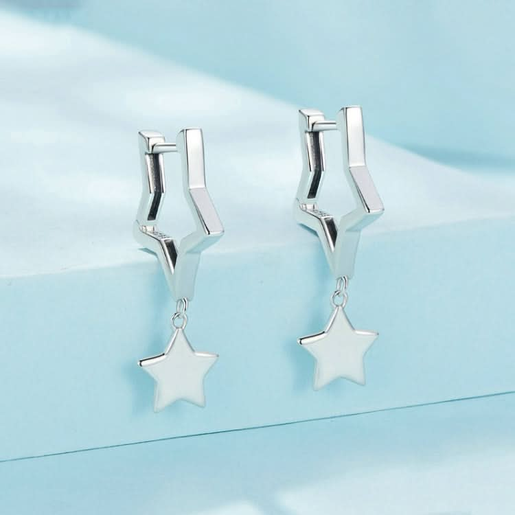 Sterling Silver S925 Pentagram Female Earrings Reluova