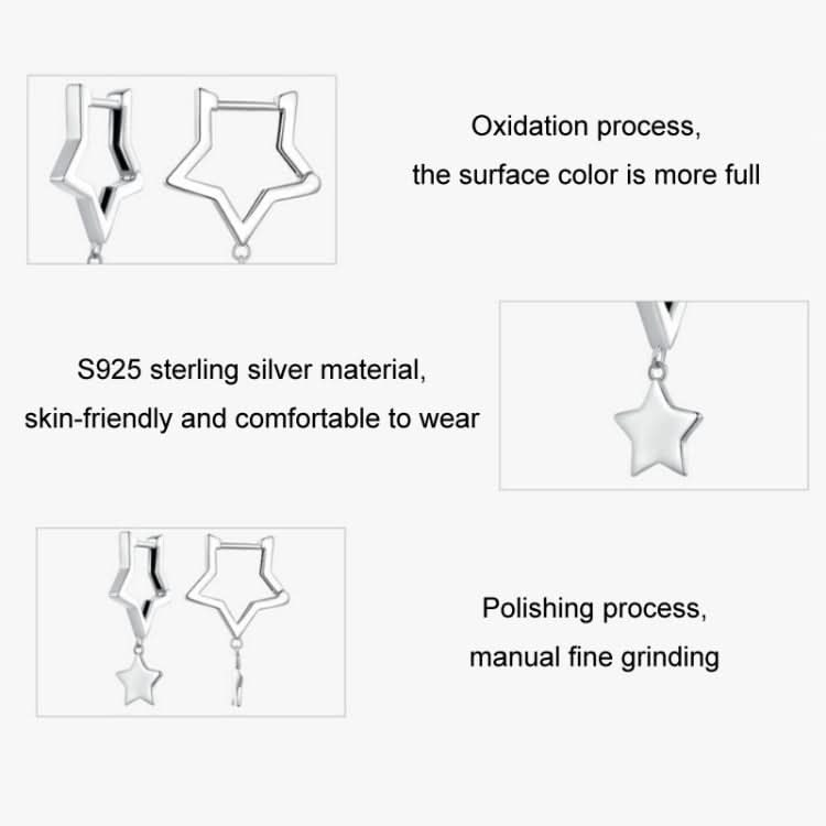 Sterling Silver S925 Pentagram Female Earrings Reluova