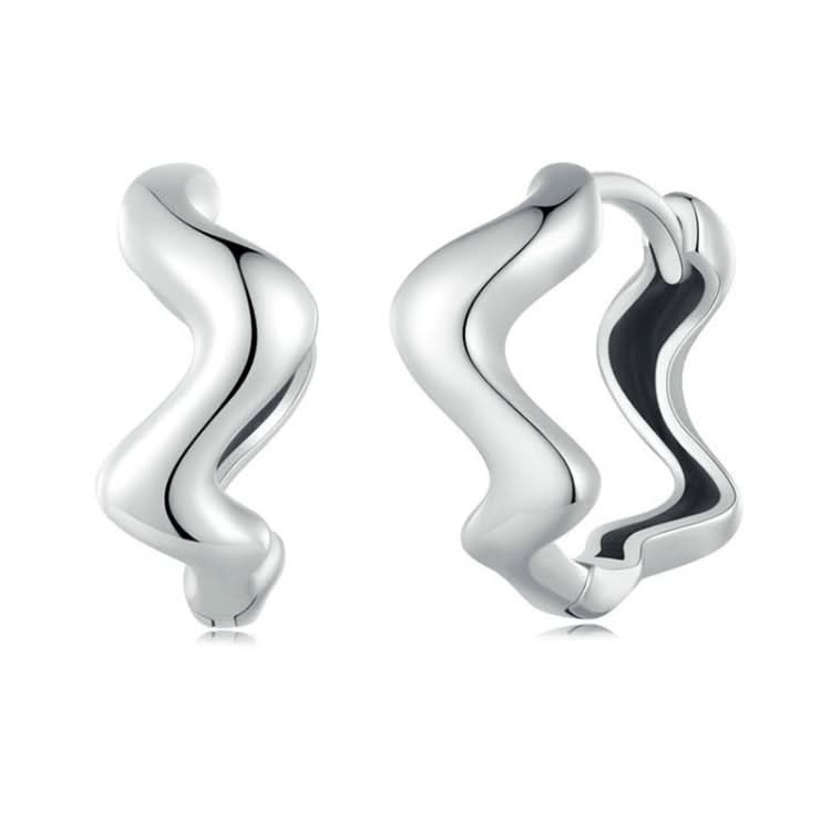 Sterling Silver S925 Simple Wave Ladies Earrings Reluova