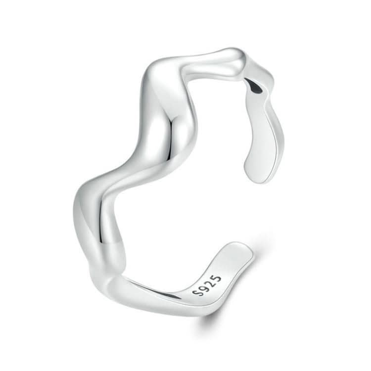 Sterling Silver S925 Simple Wavy Opening Adjustable Ring Reluova