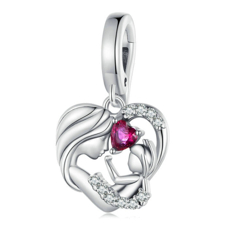 S925 Sterling Silver Mother and Child Hug Love Pendant DIY Bracelet Heart Shaped Accessories