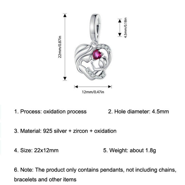 S925 Sterling Silver Mother and Child Hug Love Pendant DIY Bracelet Heart Shaped Accessories Reluova